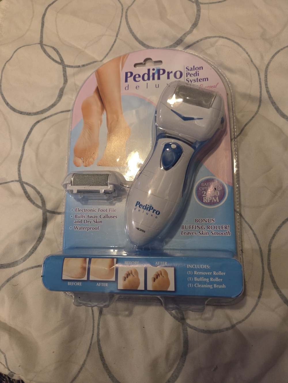 PediPro Deluxe Electronic Foot File - White & Blue